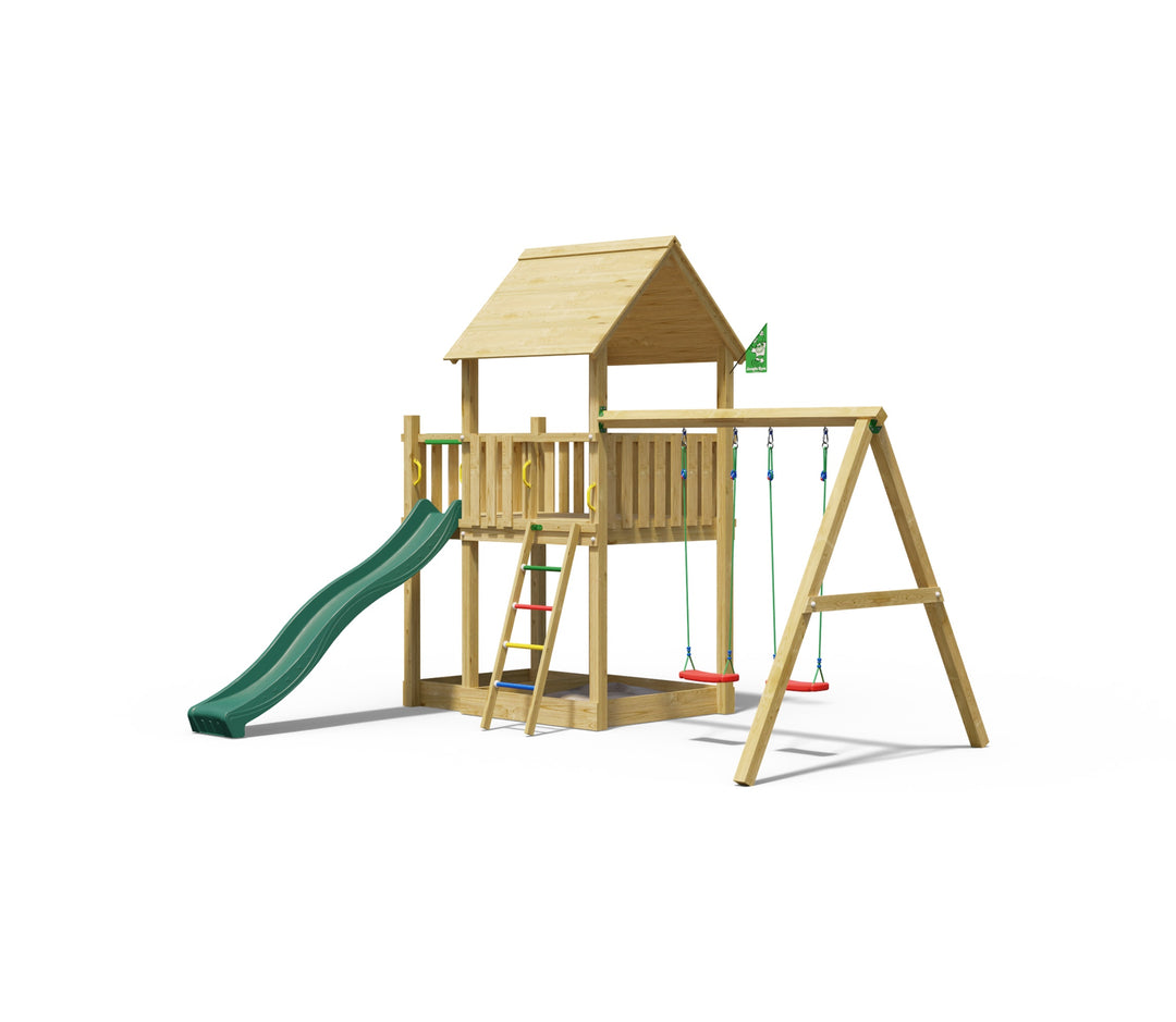 Jungle Silvi | Wooden climbing frame with double swing