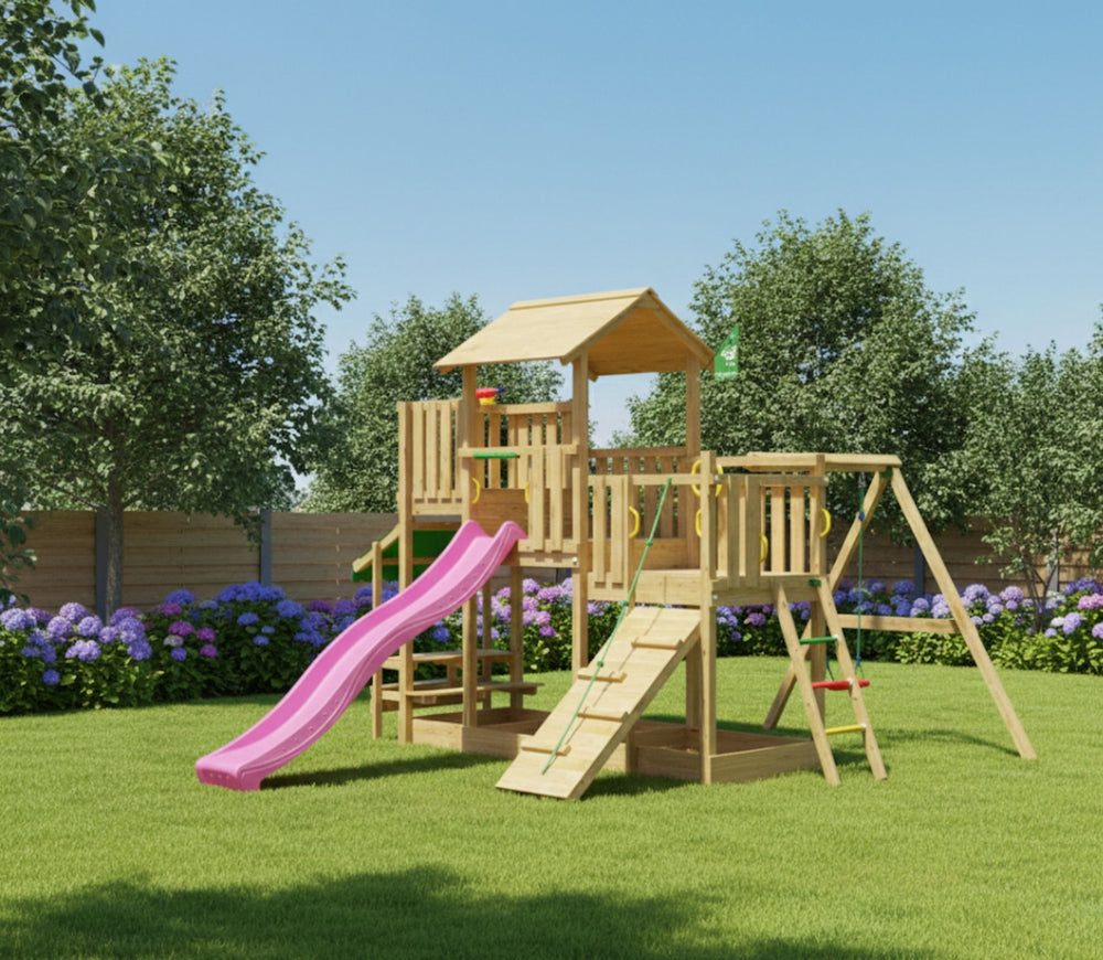 Jungle Habitat | Wooden climbing frame with swing