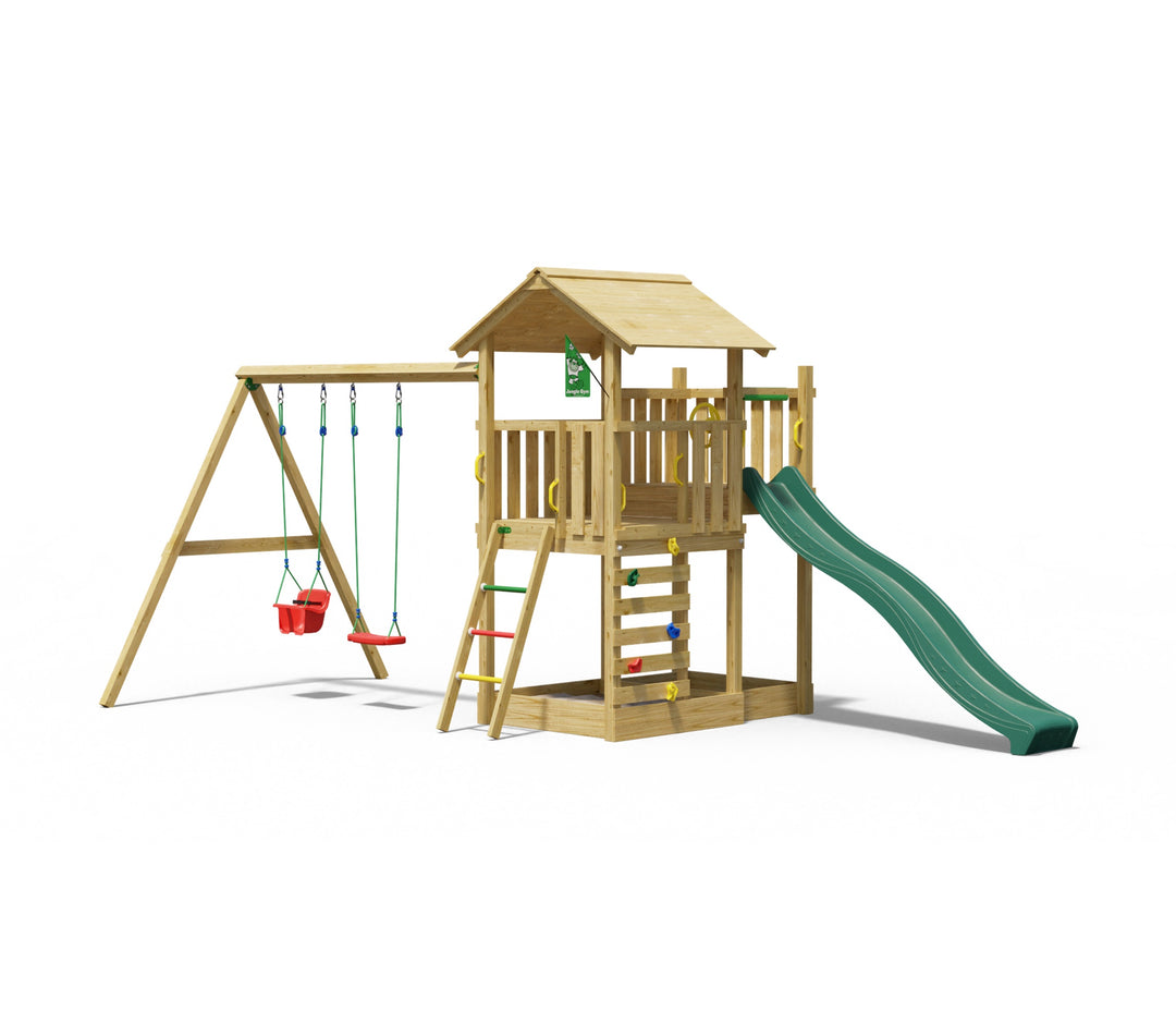 Jungle Arbour | Wooden climbing frame with double swing