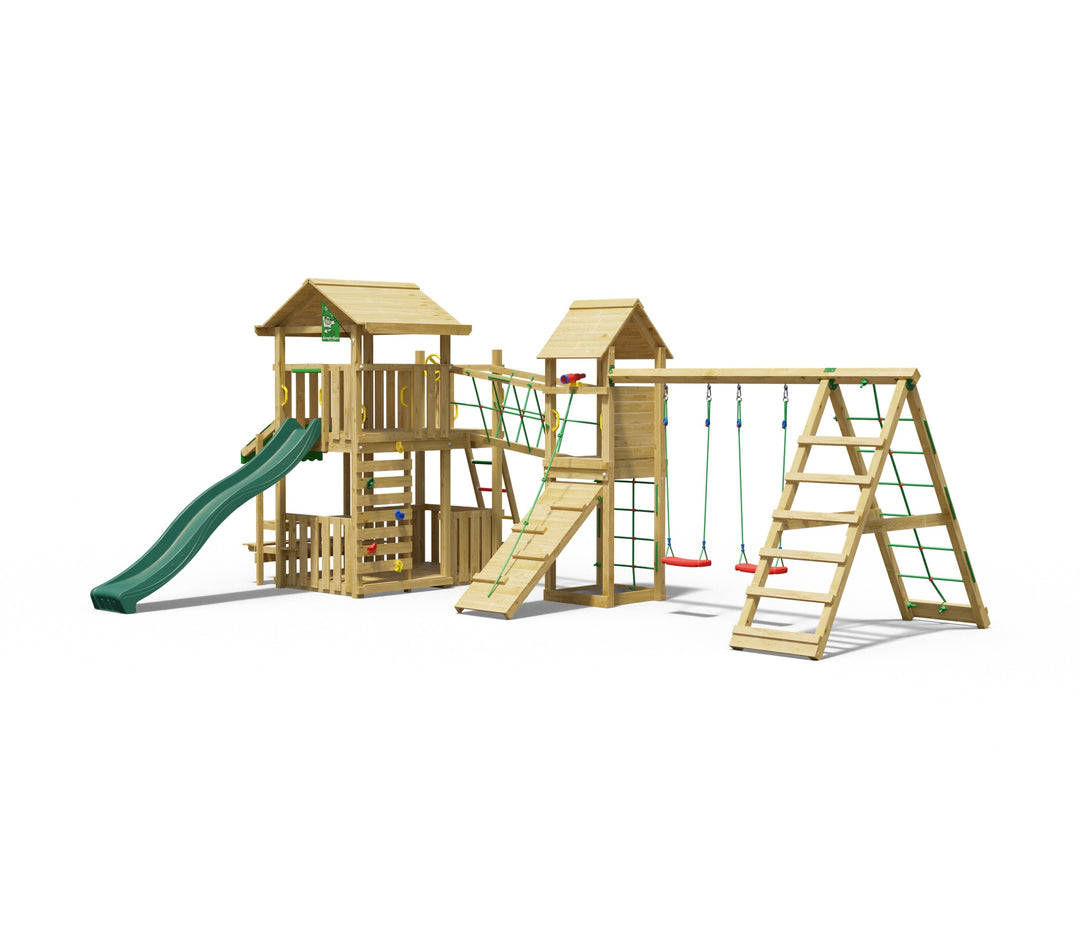Jungle Terrace | Wooden climbing frame with slide & veranda