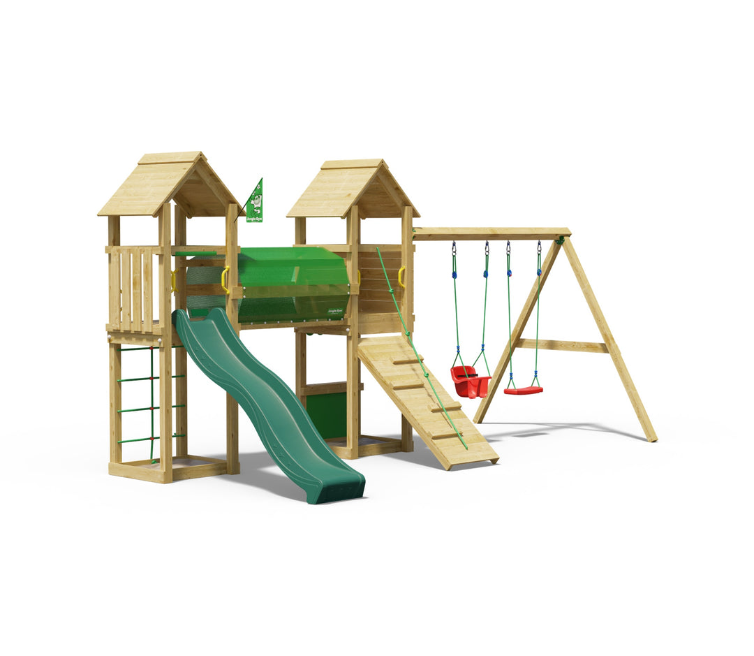 Jungle Darwin | Wooden climbing frame with double swing