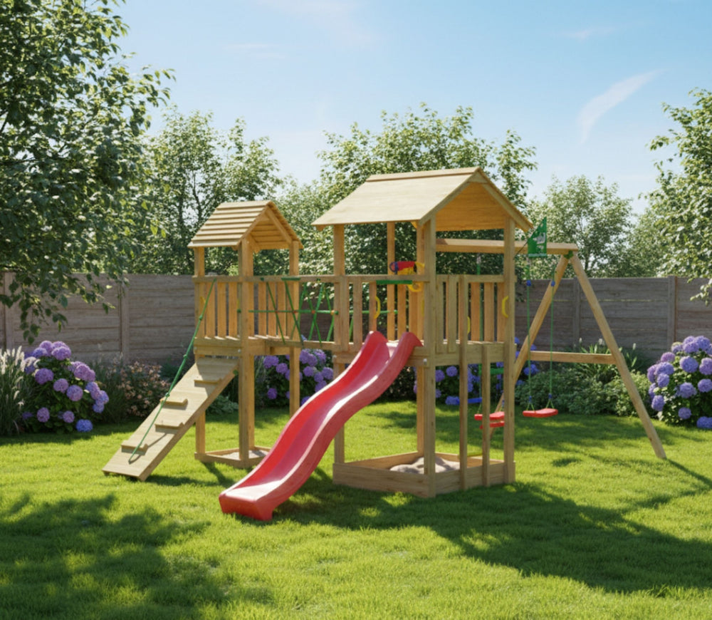 Jungle Nova | Wooden climbing frame with double swing