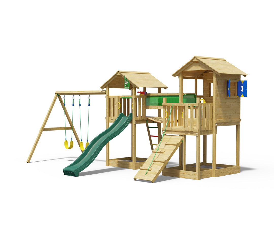 Jungle Stronghold | Wooden climbing frame with double swing