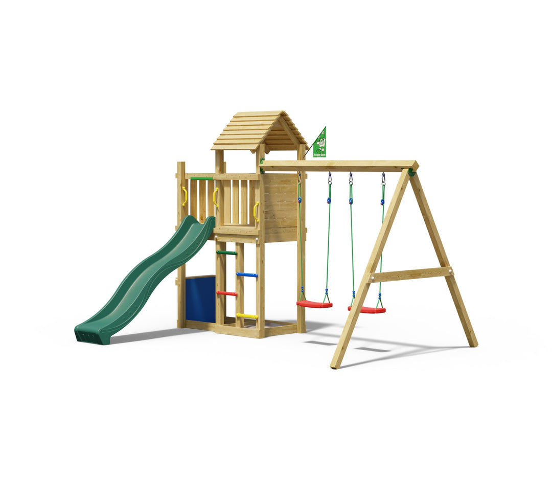 Jungle Breeze | Wooden climbing frame with double swing